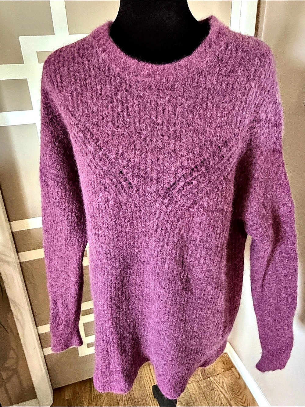 Madewell Belfore Wool-Blend Ribbed Pullover Sweater Plum/Orchid Sz XL EXC COND